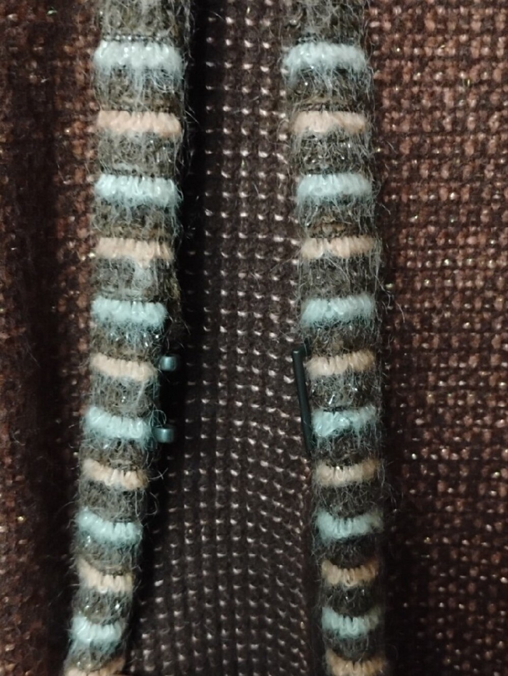 Missoni Brown Tweed Knit Cardigan with Multicolor Trim - Picture 6 of 8